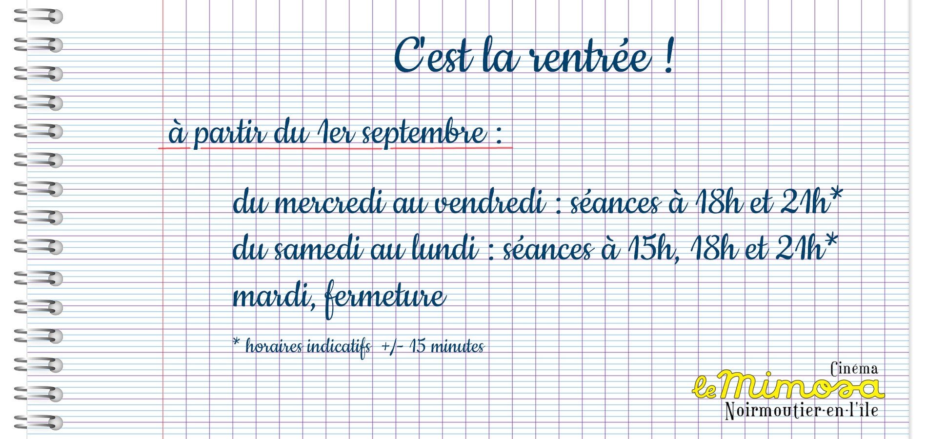 actualité HORAiRES RENTRÉE